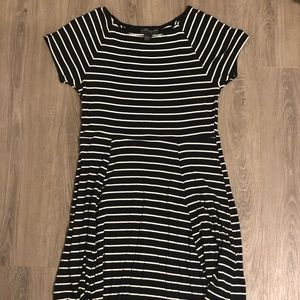 Black/White Stripped Ribbed Cotton Dress